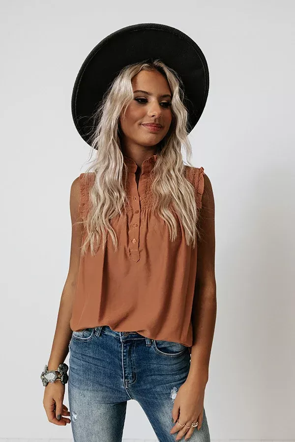 Merlot And Magic Shift Top in Light Rust