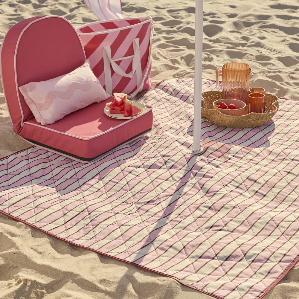 Pinks Stripe Cabana Umbrella Picnic Rug