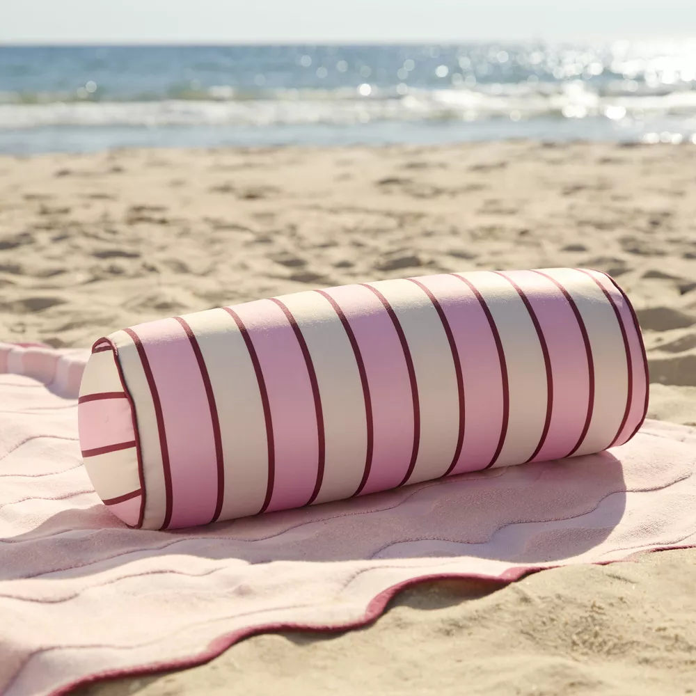 Pinks Stripe Cylinder Beach Pillow